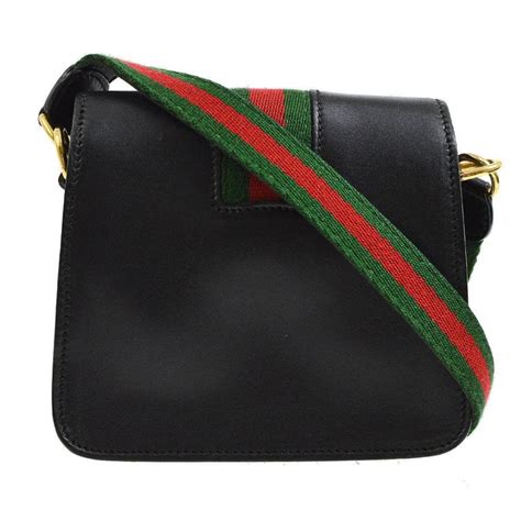 gucci sling bag black|gucci crossbody with striped strap.